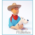 Pixi HERGÉ : Résines Patrick Regout Petit buste Tintin Cow-boy et Mlou