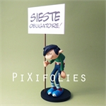 Pixi FRANQUIN : Gaston / Collectoys Résin Gaston et sa Pancarte " Sieste Obligatoire "